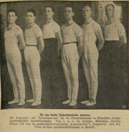 Leeuwarder Courant, 13 november 1928, dag, pag. 9. De zes beste Nederlandsche turners.