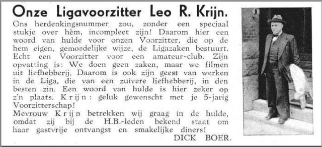Leo Krijn 5 jr voorzitter vd Filmliga