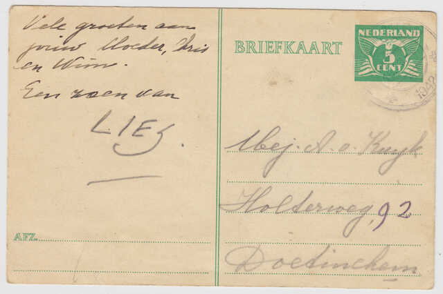 Lies briefkaart 18-11-1942