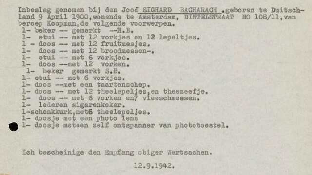 Lijst eigendommen Sighard Bacharach