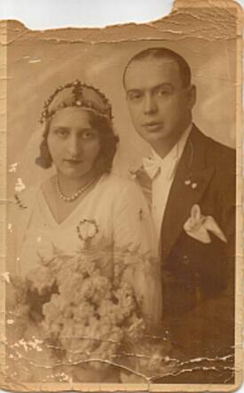 Max Friedman met zijn echtgenote op hun trouwdag, ca. 1925