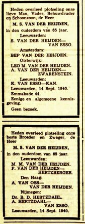 Michiel Salomon van der Heijden overleden