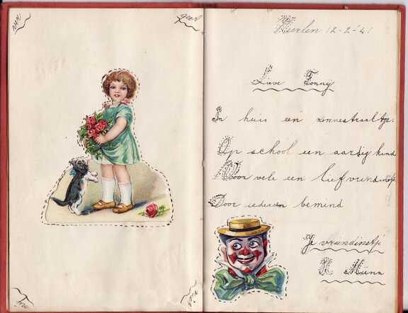 Poem by Hilde Munz in the poetry album of her friend Fonny Rams