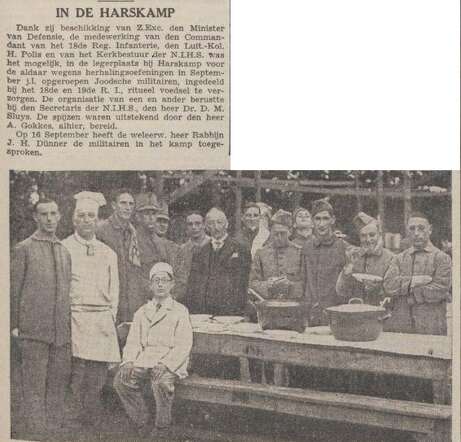 Nieuw Israëlietisch Weekblad, 7 oktober 1938, pag. 5. Joodse militairen in De Harskamp.