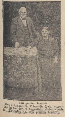 Nieuwsblad van het Noorden, 6 november 1924, pag.9. Een gouden bruiloft.