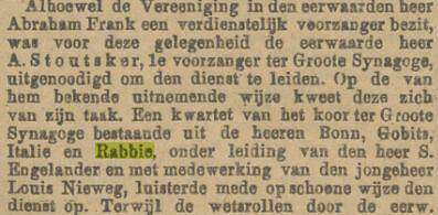 Eén van de eerste optredens met het Koor van de Grote Synagoge.
