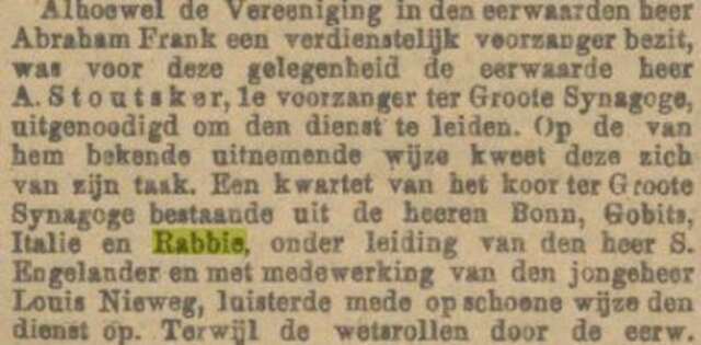 Eén van de eerste optredens met het Koor van de Grote Synagoge.