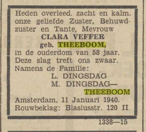 overlijden klaartje theeboom