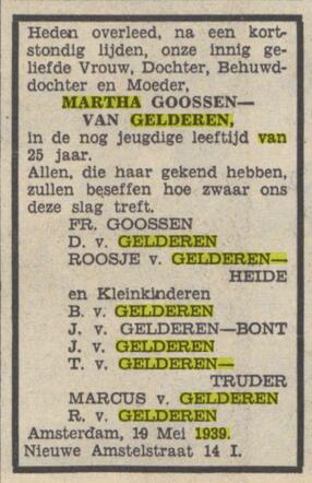 overlijden Martha van Gelderen
