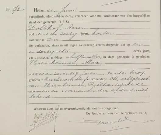 Overlijden Max Hirnheimer