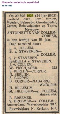 Overlijden moeder van Betsy van Staveren-van Collem