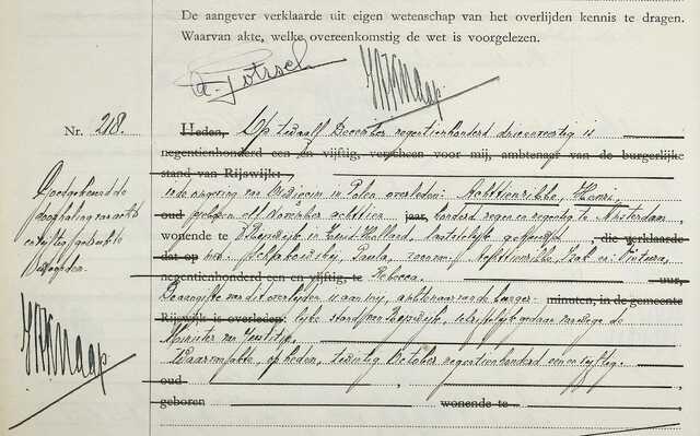 Overlijdensakte Henri Achttienribbe