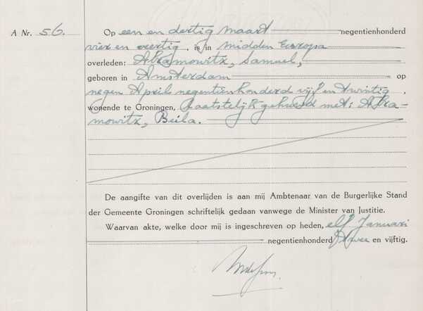 Overlijdensakte Samuel Abramowitz