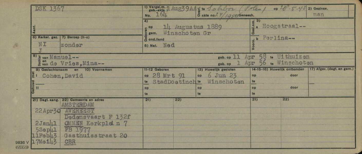 Persoonskaart Perlina Hoogstraal