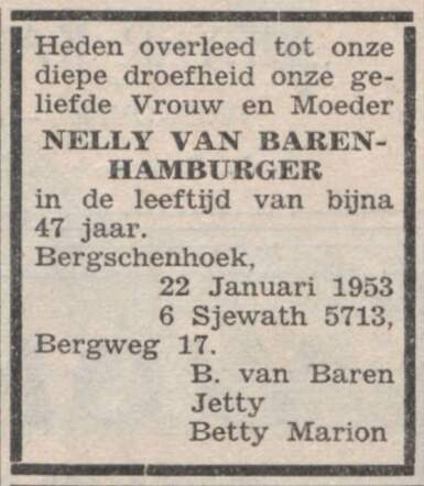 Petronella Sippora van Baren-Hamburger