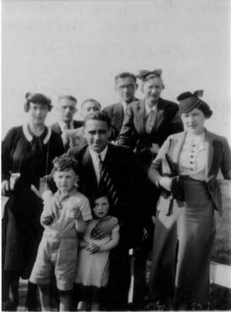Helena Rabbie with her mother (who survived the war), her father Isaac Rabbie and her brother Maurice (who  survived the war)