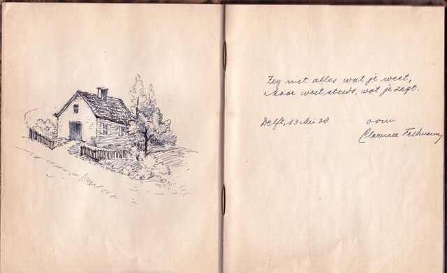 Clarence Feldmanns lijfspreuk voor achternichtje op 13 mei 1938