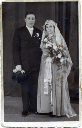 Elisabeth Nooitrust en Izak de Groot, trouwfoto