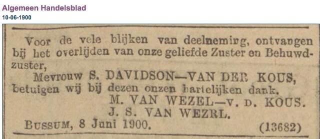 Schoontje Davidson-van der Kous