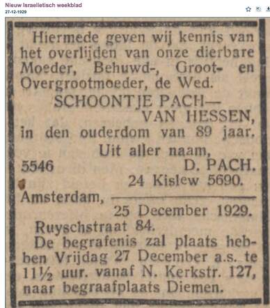 Schoontje Pach- van Hessen