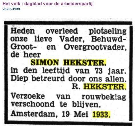 Simon Hekster 2-12-1859  19-5-1933