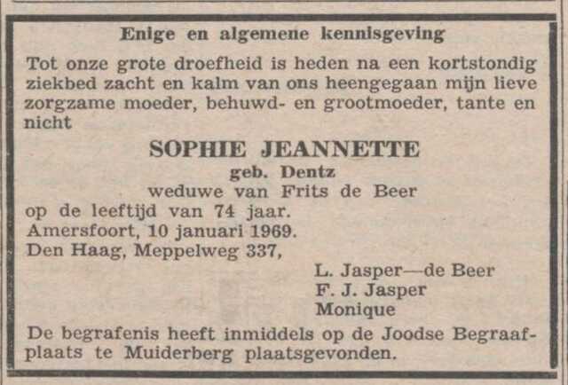 Sophie Jeannette de Beer Dentz