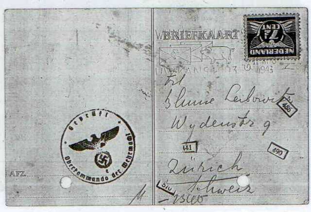 Strauss Postcard 10-3-1943-2