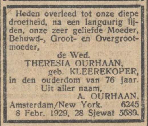 Theresia Ourhaan Kleerekoper