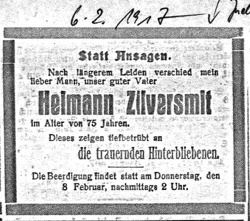 Todesanzeige Heimann Zilversmit