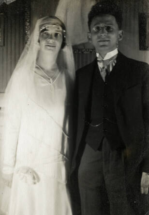 Trouwfoto van Joseph en Else Mossel-Büchenbacher, 26 juli 1928