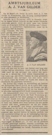 A.J. van Gelder; Nieuw-Israelitisch Weekblad; 10-03-1939; p. 15; 40-jarig jubileum