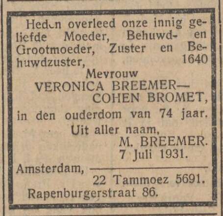 Veronica Breemer-Cohen Bromet