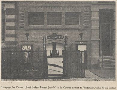 De synagoge van BBBJ in de Commelinstraat.