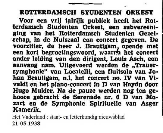 Louis  als dirigent van het Rotterdams Studenten orkest