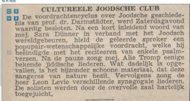 ALie Tromp zingt in Joodse Club nov 1939 NIW.JPG