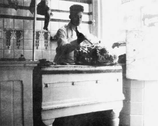 Jacques van Praag in the butcher shop