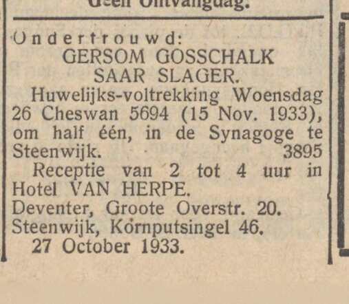 Gersom Gosschalk (1891) trouwen NIW 3-11-33.jpg