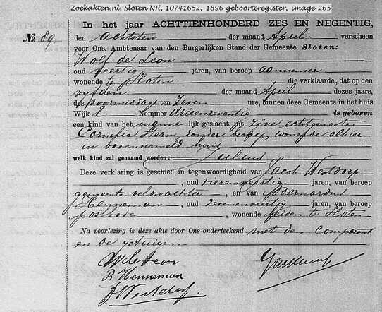 Zz 1896 Julius de Leon geboren.jpg
