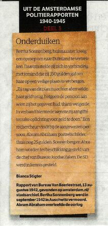 Over de onderduik van Bertha Sonnenberg.