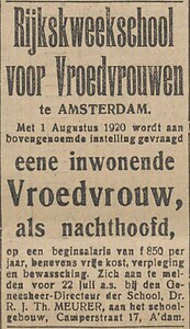 1 De Tijd 09-07-1920 Vroedvrouwensch..jpg