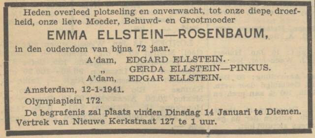 Overlijdensadvertentie Emma Ellstein Rosenbaum.jpg