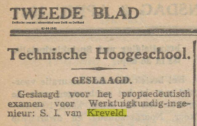 Van Kreveld, S I_TH-Delft_geslaagd propedeutisch examen Werktuigkundig ingenieur_april1941.jpg