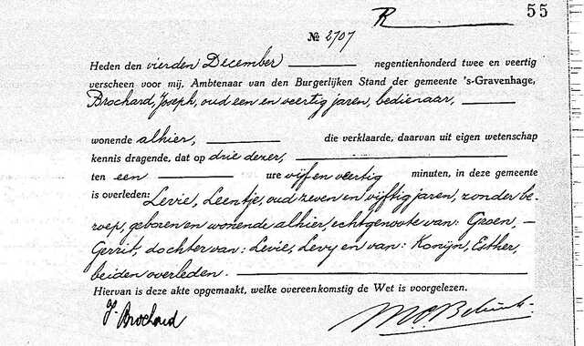 Leentje Levie overlijdens akte 2707.jpg
