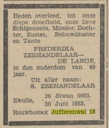 14 21-6-1933, Pr.Ov.Zw.c. rouwbezoek overlijden F. Zeehandelaar op Jufferenwal 18.jpg