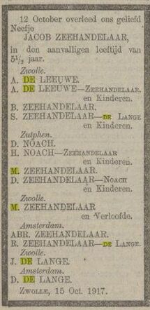15-10-1917, POZc. overlijden Jacob Zeehandelaar.jpg