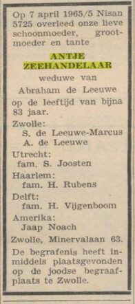 8 overlijden Antje Zeehandelaar 16-4-1965 NIW.jpg