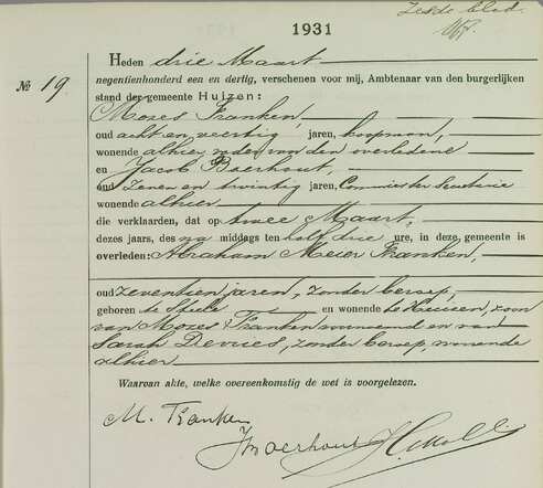 overlijden Abraham Meier Franken 1931.jpg