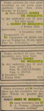 overlijden Hijman Gomes de Mesquita. Raamgracht 17.jpg