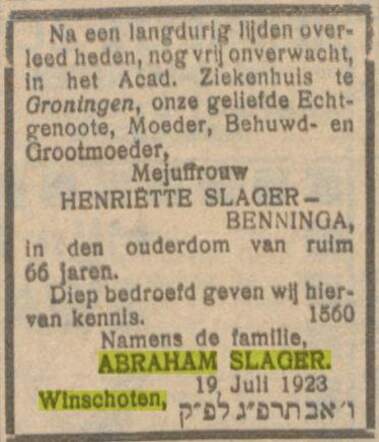 27-7-1923, NIW overlijden Henriette Slager-Benninga.jpg