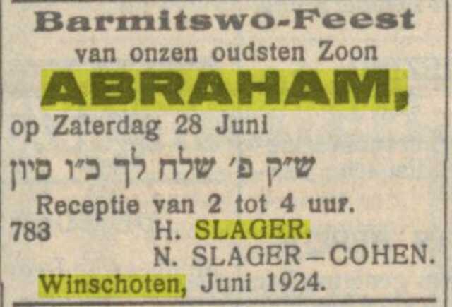 20-6-1924, NIW, Abraham Slager zoon van Henrij en Naatje.jpg